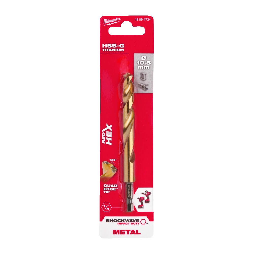 MILWAUKEE Свердло по металу RedHEX HSS-G TiN , Ø10,5мм | 48894724