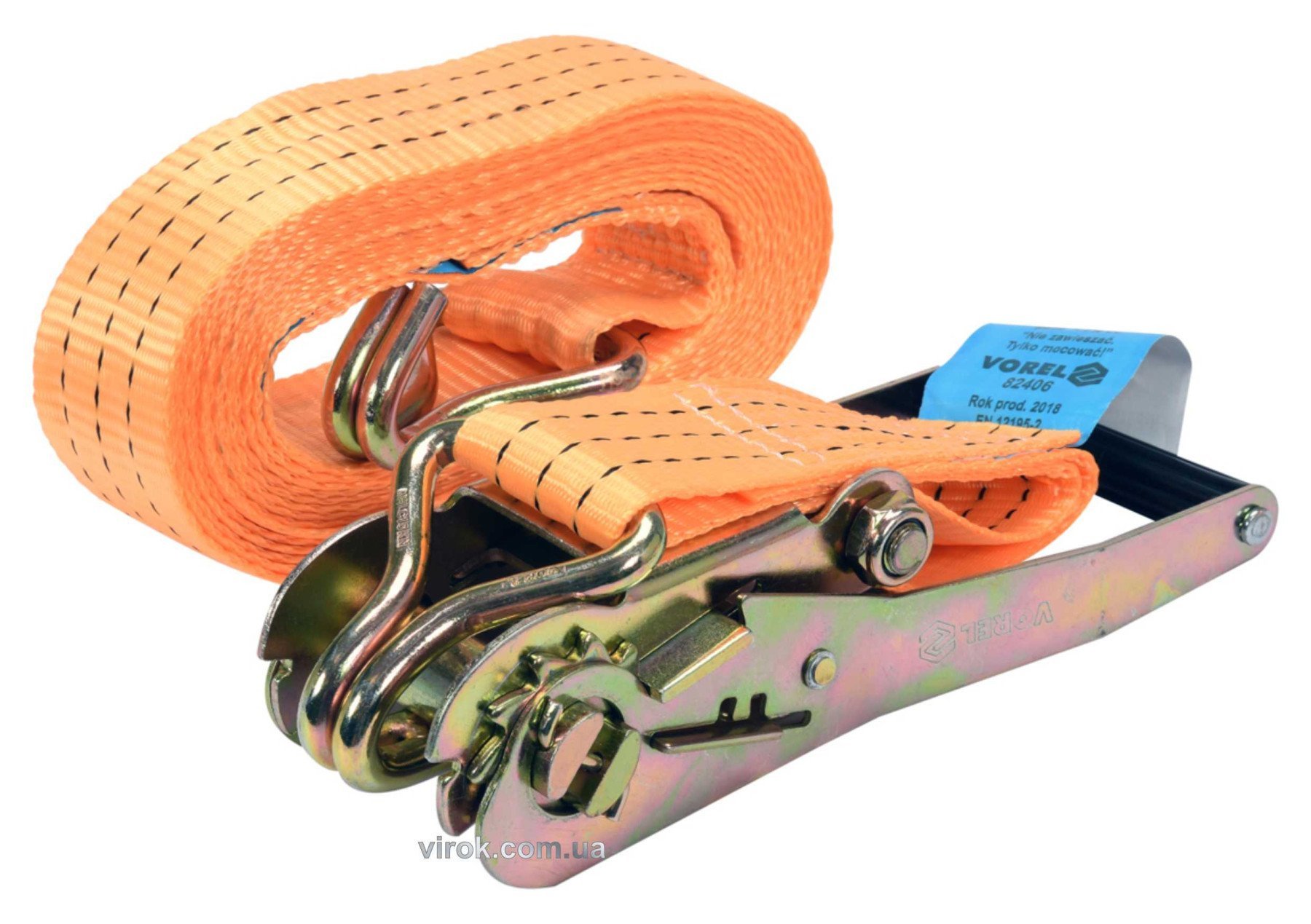 VOREL Пас для кріплення багажу з тріщаткою : сила натягу- 1500/3000 daN, 6 м х 50 мм, 2 елем.  | 824