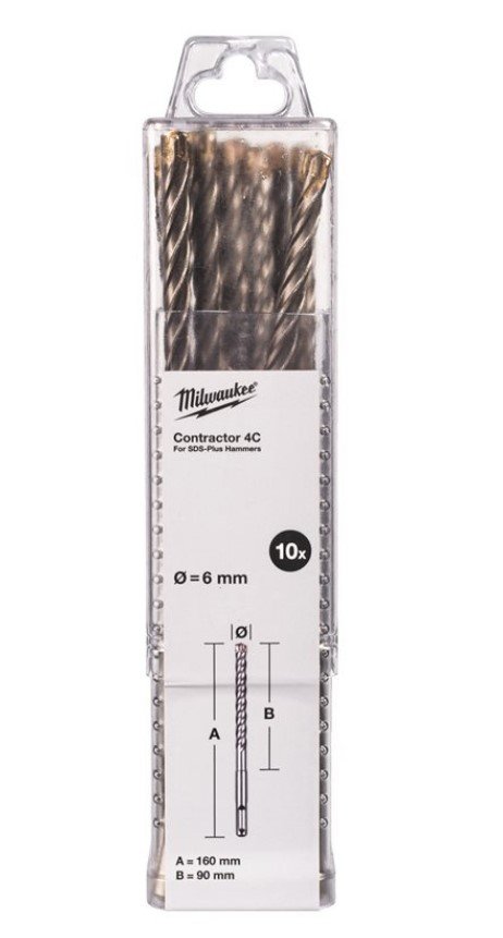 MILWAUKEE Бур SDS-PLUS 4C Contractor Ø6х160мм, (10шт) | 4932498870