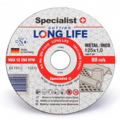 Specialist+ Диск абразивний відрізний по металу/нержавіючій сталі Specialist+ LONG LIFE 125x1,6x22 /