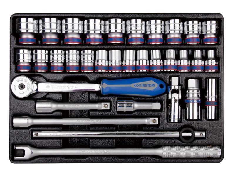 KING TONY Набор торцевых головок 1/2", 33 шт., 8-32 мм, в ложементе | 9-4333MR