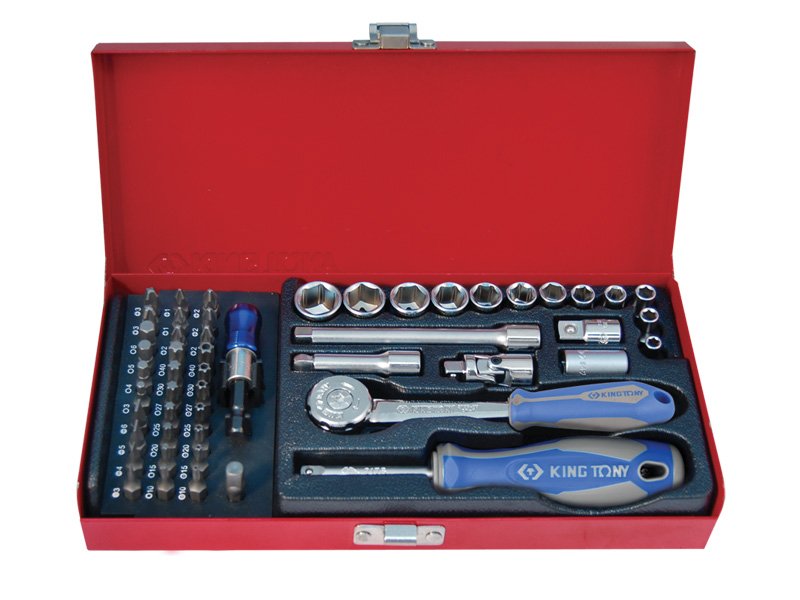 KING TONY Набор головок 1/4" 51 ед. 6-ти гранные, (4-14mm) | 2551MR