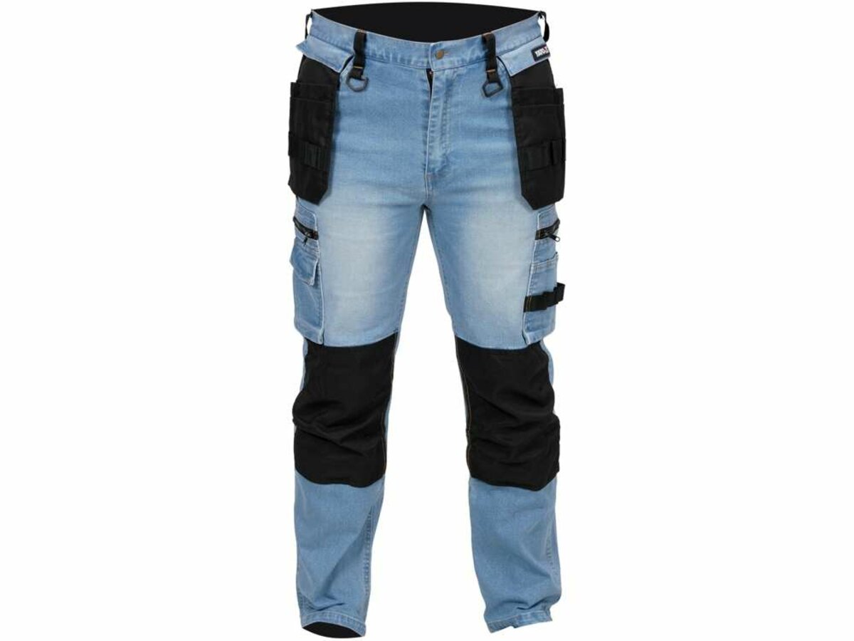 YATO Штани робочі джинс стрейч YATO розмір XL 98-106 см, ріст- 188-196 см, голубі, 17 кише, 71% бав,