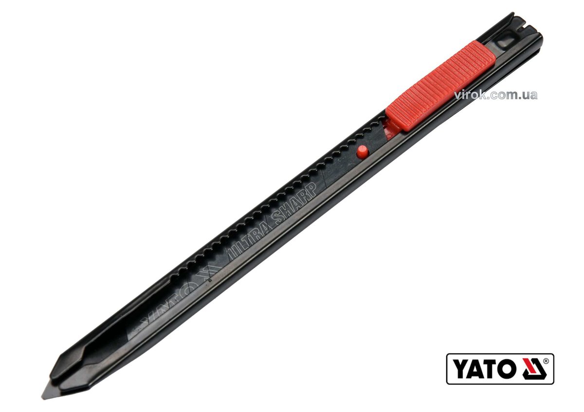 YATO Ніж з висувним лезом з відломними сегментами : M=9 мм; металевий корпус і направляюча