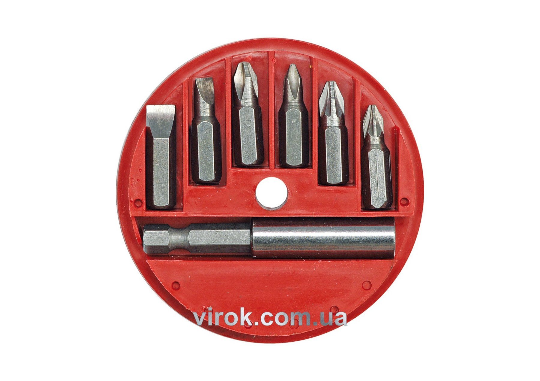 VOREL Набір насадок викруткових з подовжувачем : магнітним адаптер, футляр. Компл 7 шт.  | 66080