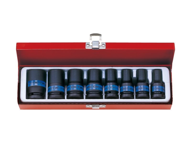 KING TONY Набор головок ударных 1/2" 8 ед. 6-ти гранные, 10-24 мм тонкостенные | 4413MP
