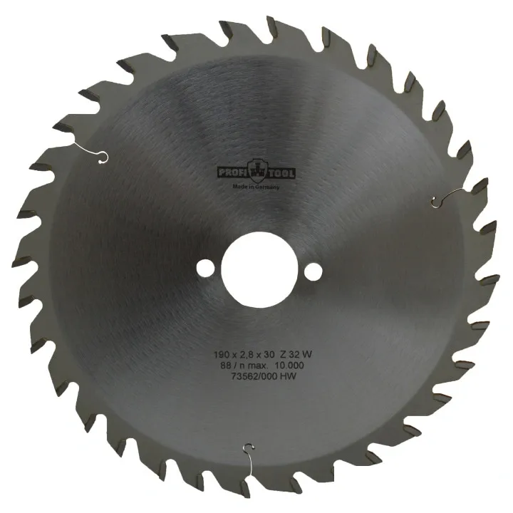 Диск пильный по дереву 190х2.8х1.8х30 мм, Z=32, зуб W (ATB), продольный+поперечный рез PROFITOOL