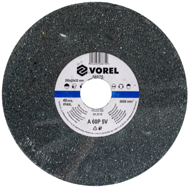 VOREL Круг для точила : 200х31,75х30 мм (дрібнозернистий)  | 08875
