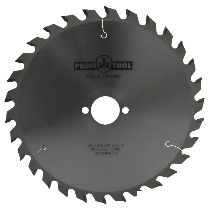 Диск пильный по дереву 210х2.6х1.6х30 мм, Z=30, форма зуба W (ATB), продольный рез PROFITOOL