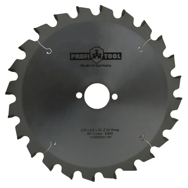 Диск пильный по дереву 216х2.8х1.8х30 мм, Z=24, форма зуба Wneg (ATBneg), поперечный рез PROFITOOL