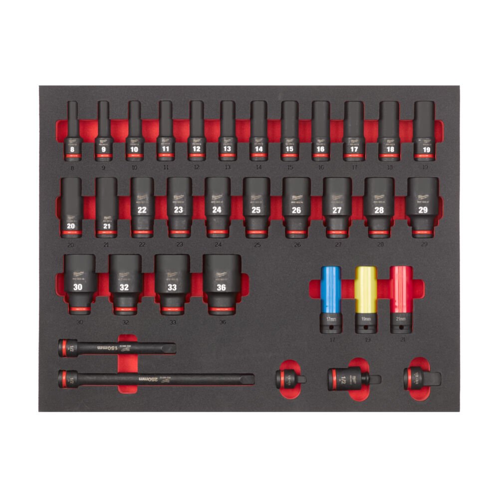 MILWAUKEE Ложемент з головками ShW 1/2'' SKT, подовженими (34шт) | 4932493394