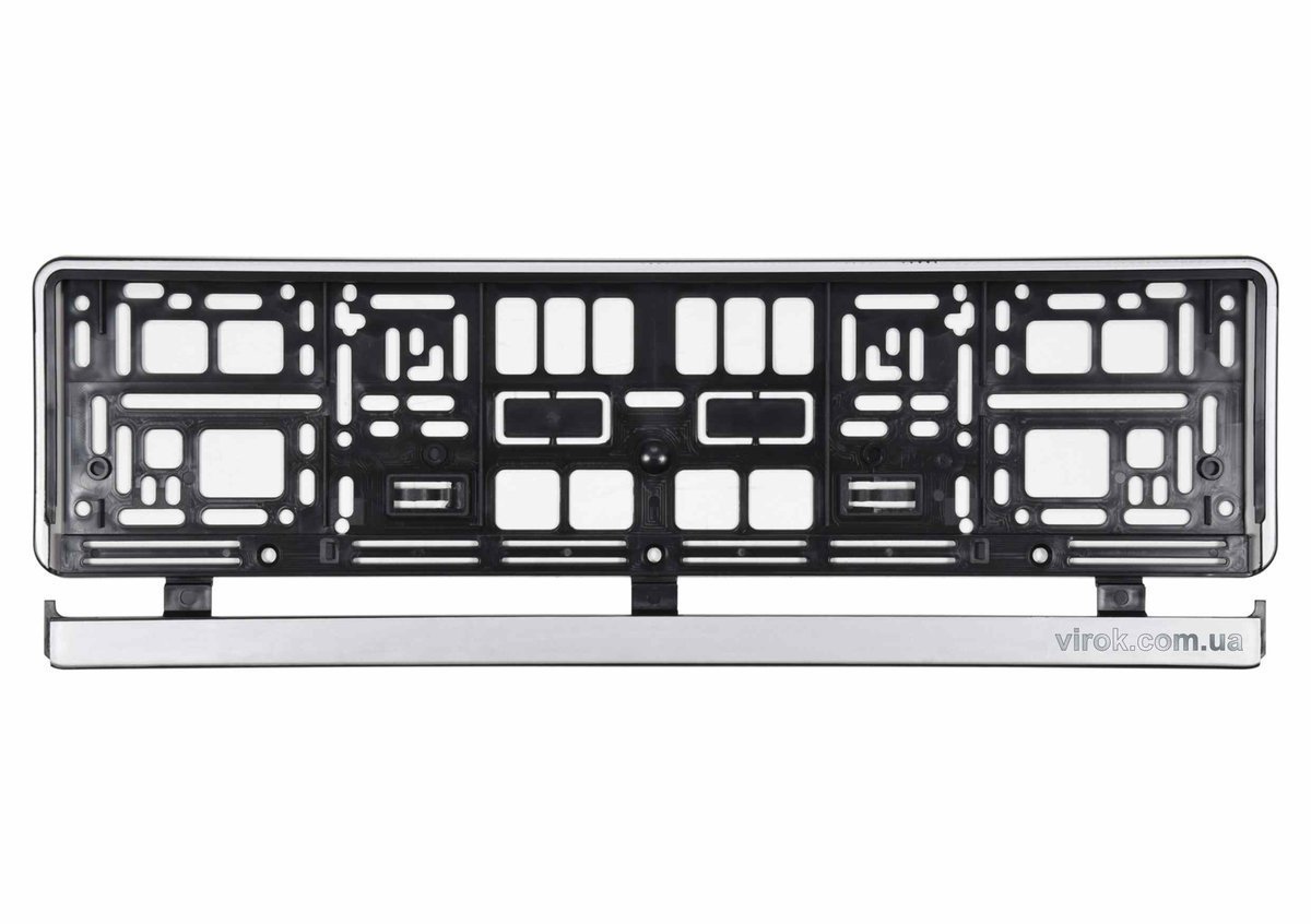 VOREL Рамка під номерний знак авто : срібна, 529 х 132 х 11 мм (пластикова)  | 83290