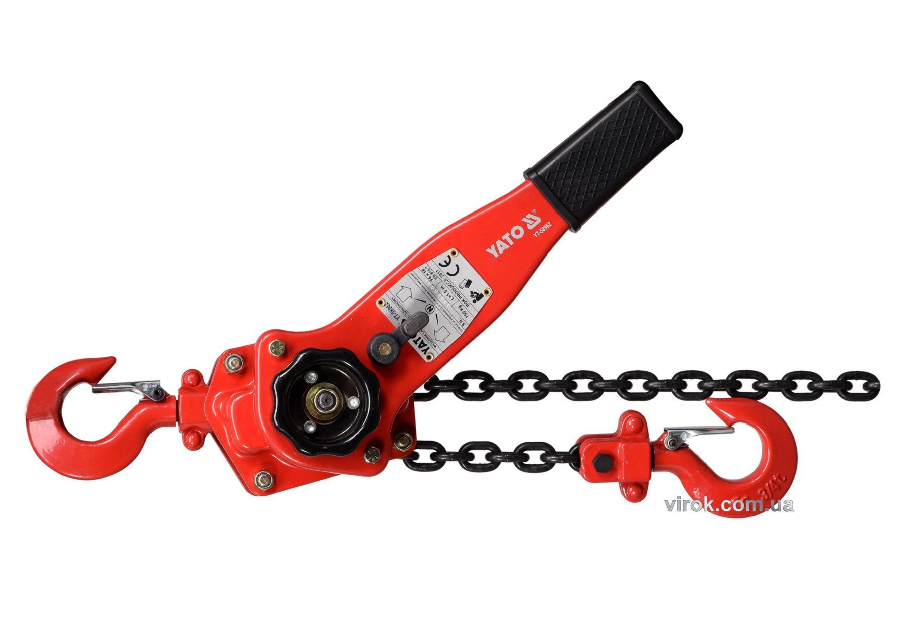 YATO Лебідка ланцюгова ручна YATO : з дотягувачем, H= 1.5 м, F= 750 кг  | YT-58962