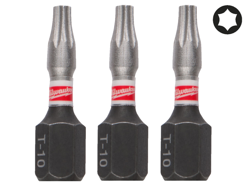 MILWAUKEE Біта SHOCKWAVE, TX10, 25мм, (3шт)