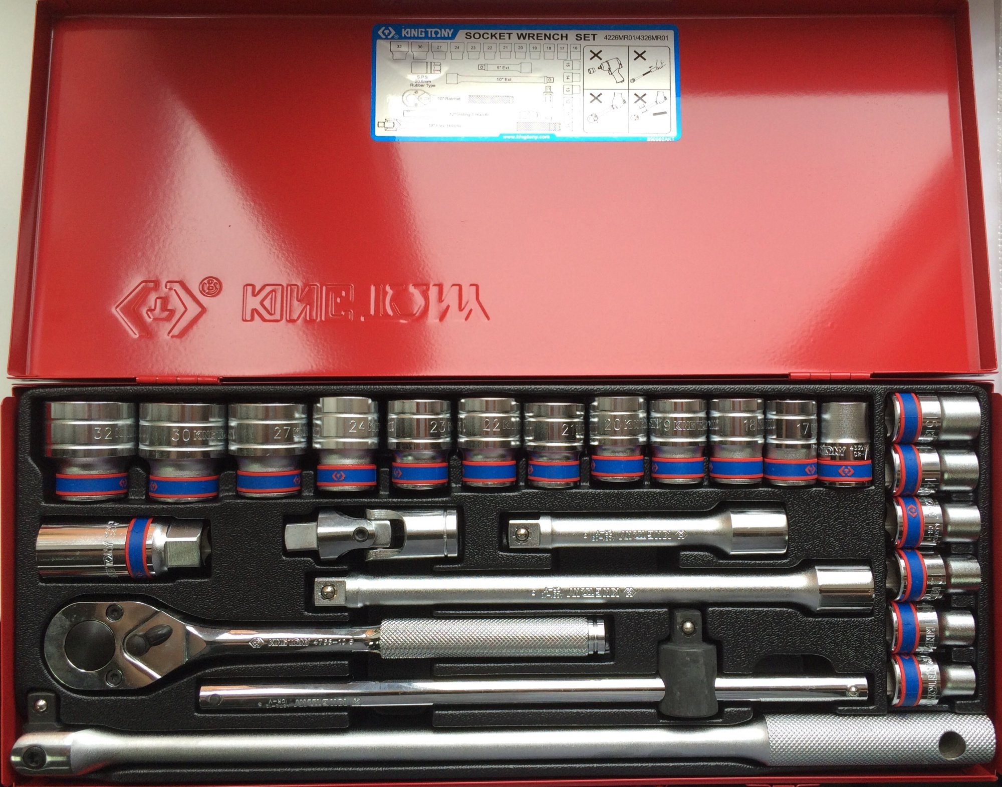 KING TONY Набор головок 1/2" 12 ед. 12-ти гранные, (10-32mm) | 4226MR01