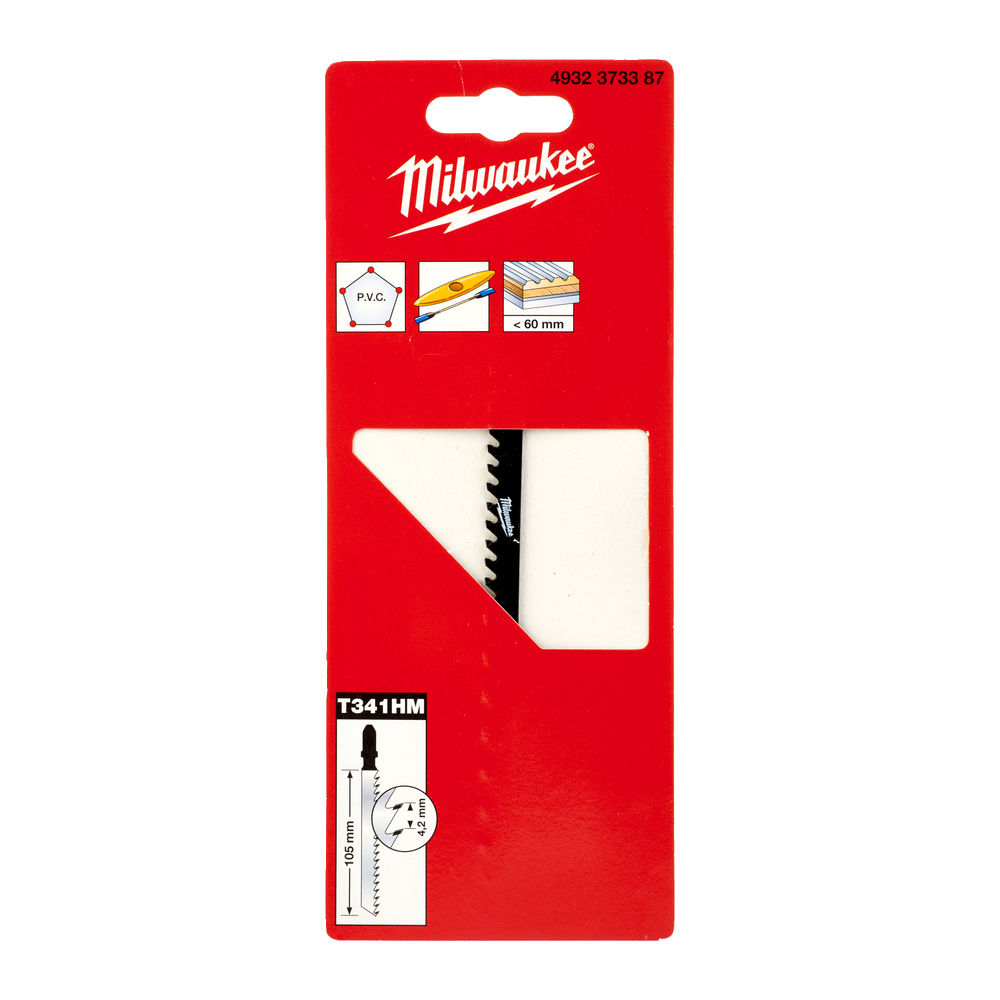 MILWAUKEE Полотно для лобзика T341HM , 105мм/ крок зуба 4,2мм, (скловолокно, акрил) | 4932373387