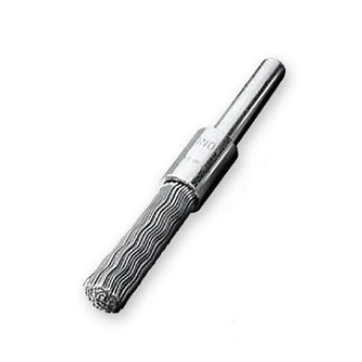 Щетка концевая D11х25 мм, хвостовик 6 мм, высокопрочный стальной провод 0.35 мм LESSMANN