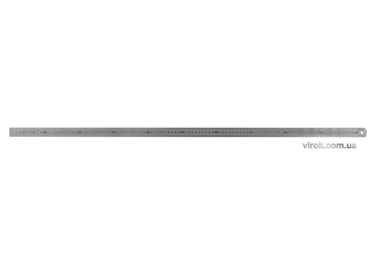 YATO Лінійка з нержавіючої сталі : L= 1000 x 28 мм, двостороння шкала, таблиці перетворення
