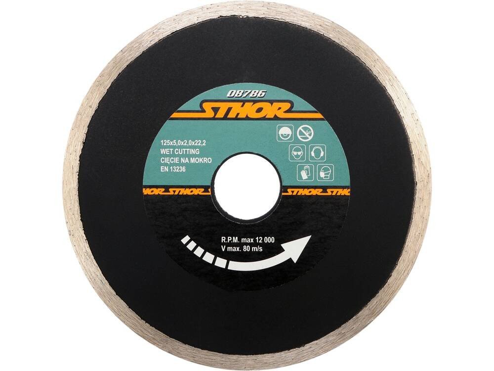 Диск відрізний алмазний суцільний STHOR : Ø= 125 мм, t-2.0 х h- 5 мм по кам, бетоні, кераміці [20]