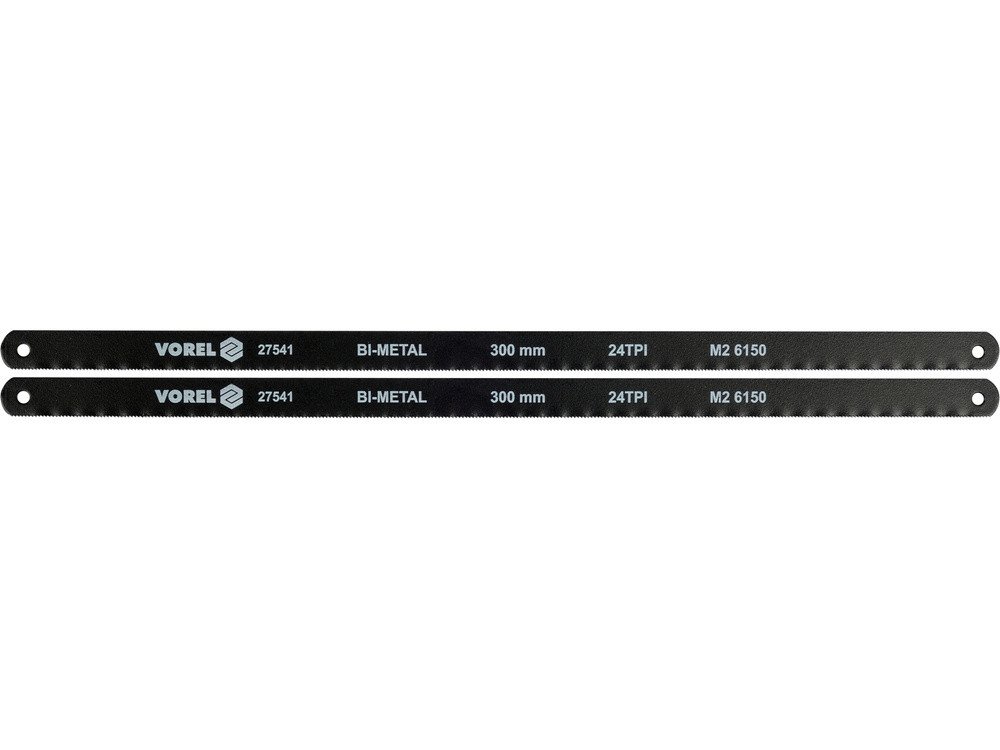 Полотно різальне по металу BI-метал VOREL M2+CrV 6150, 300х12,6х0,65 мм, 24 зуби/1", паков. 2шт [10]