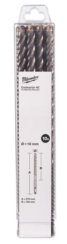 MILWAUKEE Бур SDS-PLUS 4C Contractor Ø10х210мм, (10шт) | 4932498889