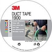 3M 1900 Duct Tape Одностороння універсальна ремонтна армована клейка стрічка, срібна