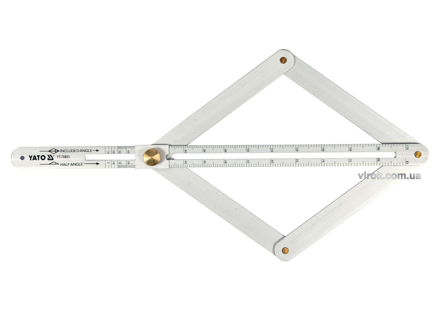 YATO Кутомір алюмінієвий на шарнірах YATO: зовн./внутр. діапазони 10-170°/5-85°, довжина шкали- 380м