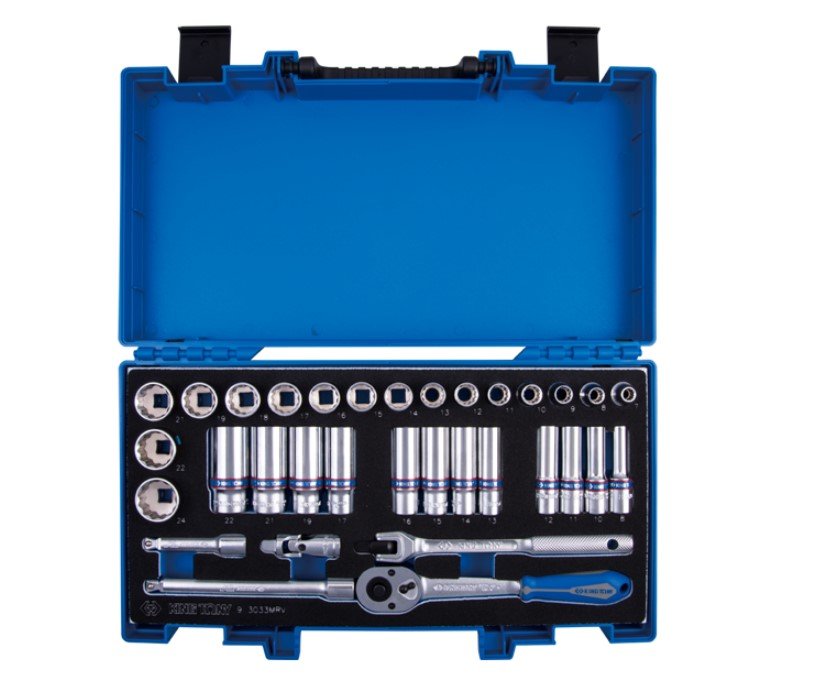 KING TONY Набор головок 3/8" 33 ед. 12-ти гранные,короткие+длинные (7-24mm) | 3033MRV