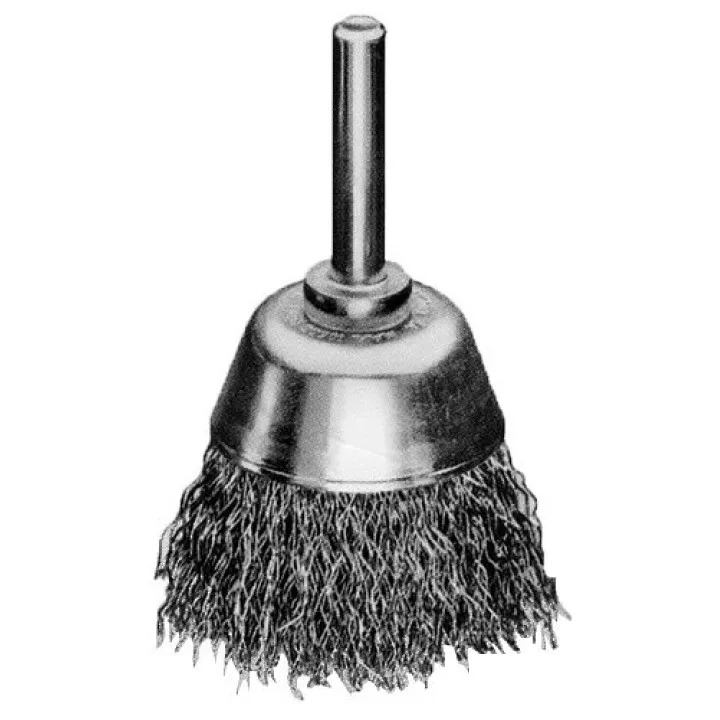 Щетка чашечная 50 мм, хвостовик 6 мм, Стальная гофрированная проволока 0.20 мм LESSMANN