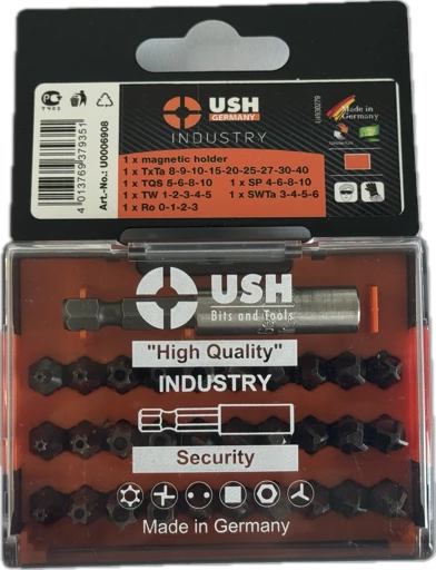 Набір насадок викруткових USH Industry : 1/4" з тримачем, Torx, HEX, Spaner, Try-wing. Torq, 31 ел