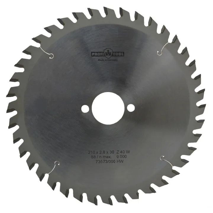 Диск пильный по дереву 210х2.8х1.8х30 мм, Z=40, форма зуба W (ATB), продольный рез PROFITOOL