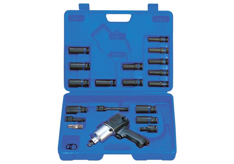 KING TONY Пневматический гайковерт 1/2" 678 Нм с головками удлин. (8-27мм) | 44118MP