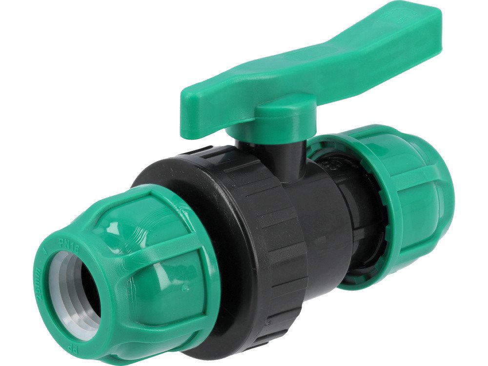 Кран кульовий до водяних пластикових труб FLO  Ø= 25 мм  з поліпропілену, для тиску 16 Bar [40/80]