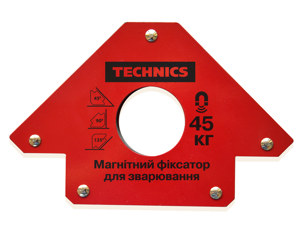 12-163 Магнітний фіксатор для зварювання "Стріла" 140х215 мм, кути 45°, 90°, 135° | Technics