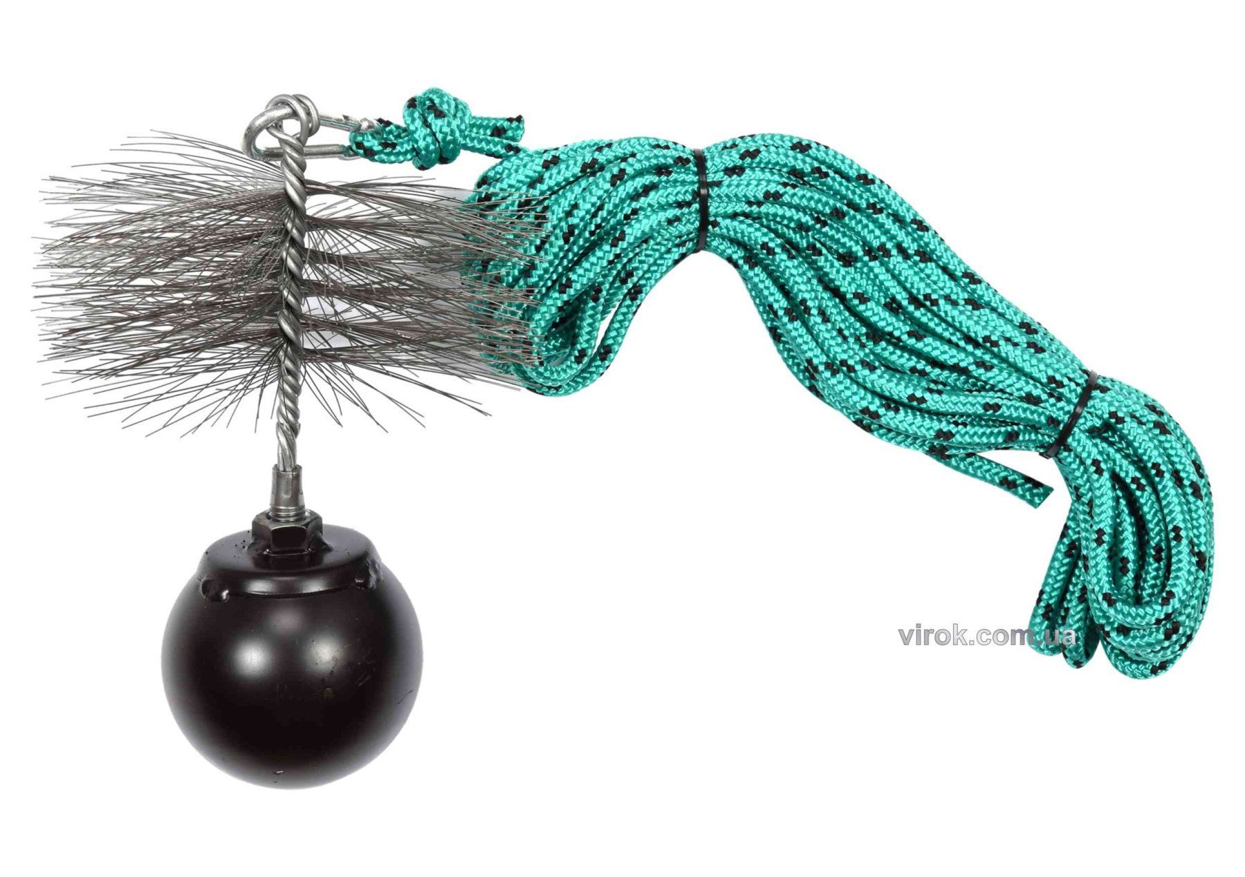 VOREL Набір для очищення димарів : шнур Ø= 6 мм, l= 10 м; йорж Ø= 150 мм; гиря- 1.3 кг  | 73032