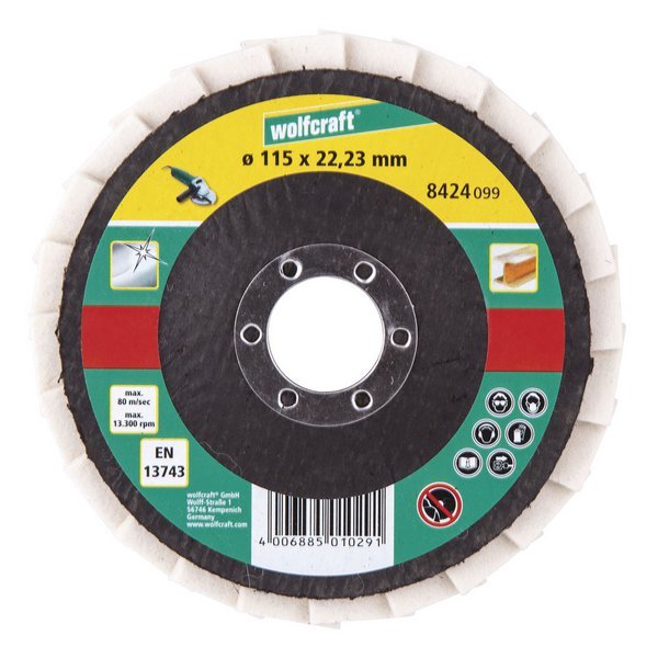Wolfcraft диск с абразивными пластинками с техническим сукном Ø 115 x 22 // 8424099