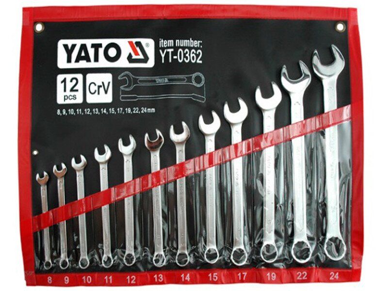 YATO Набор ключей комбинированных 8-24мм 12шт САТИН YT-0362