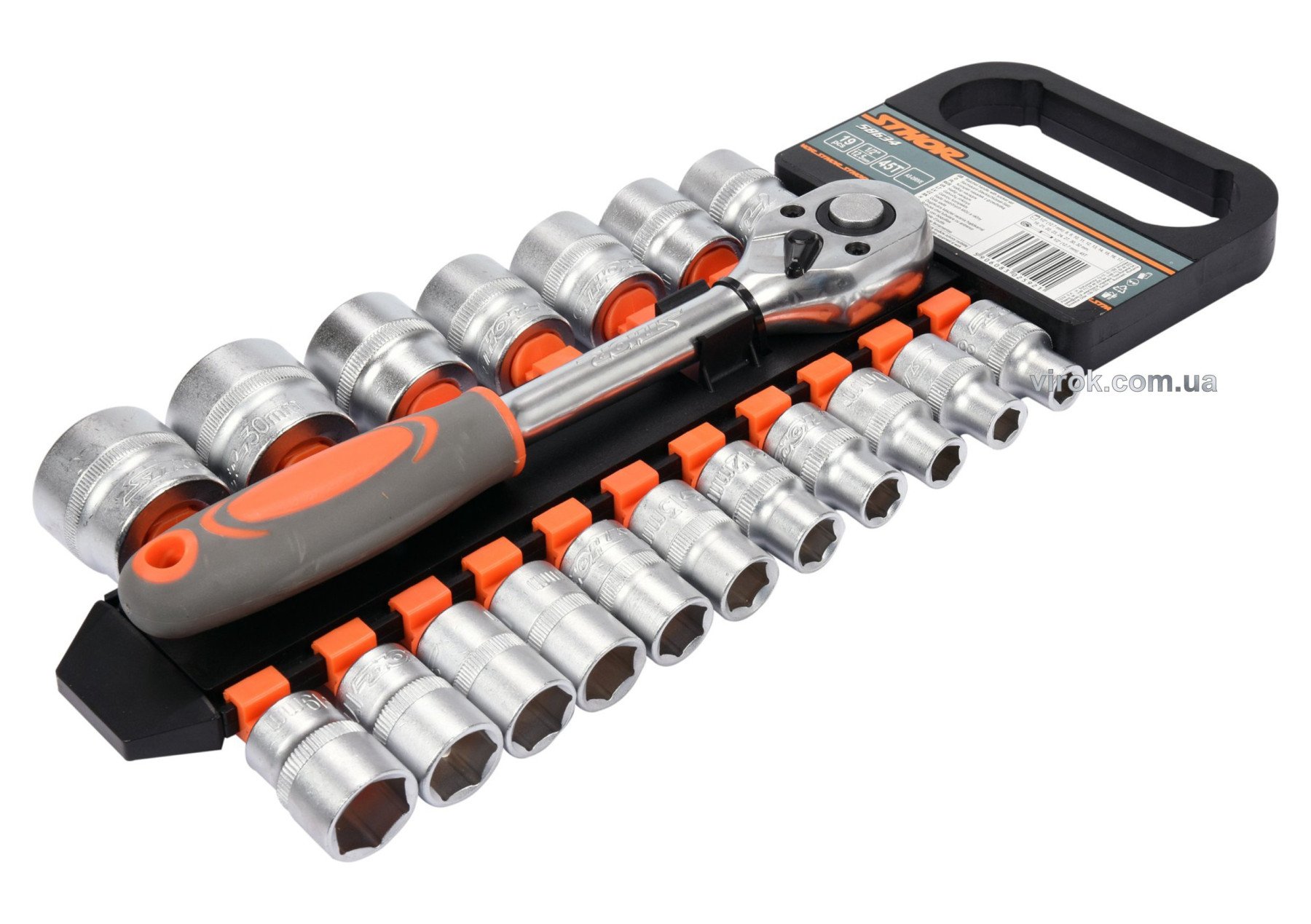 STHOR Набір головок торцевих : квадрат 1/2", М8-32 мм. з тріщаткою  | 58634