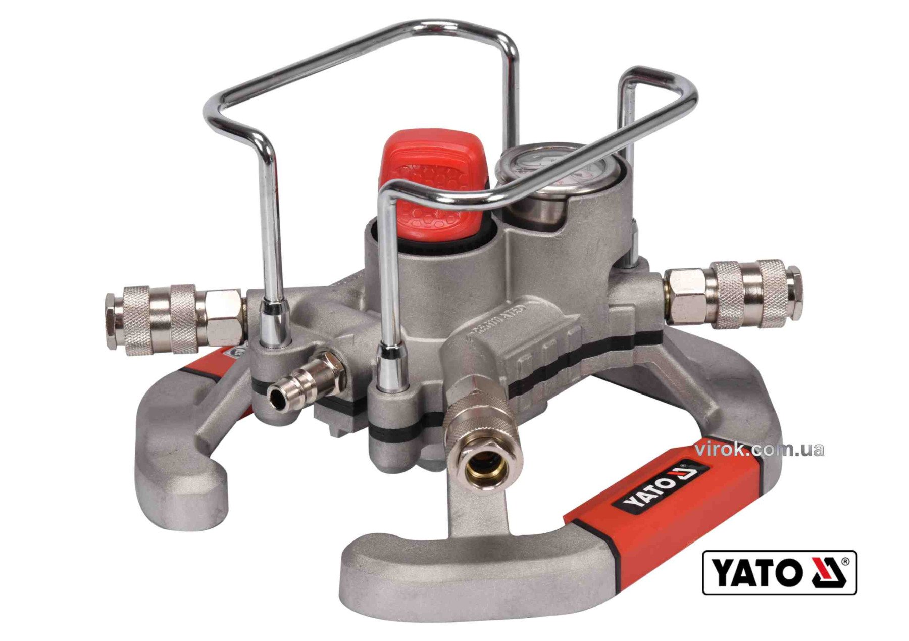YATO Розподільник повітря пневматичний YATO : 4 канали, 2 з регуляцією, макс. тиск- 1.3 МПа, Ø=1/4" 