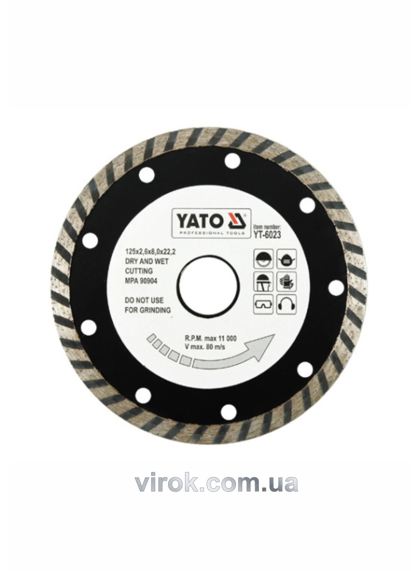 YATO Диск алмазний турбо YATO : "TURBO" Ø= 125x8,0x22,2 мм. H= 2,6 мм  | YT-6023