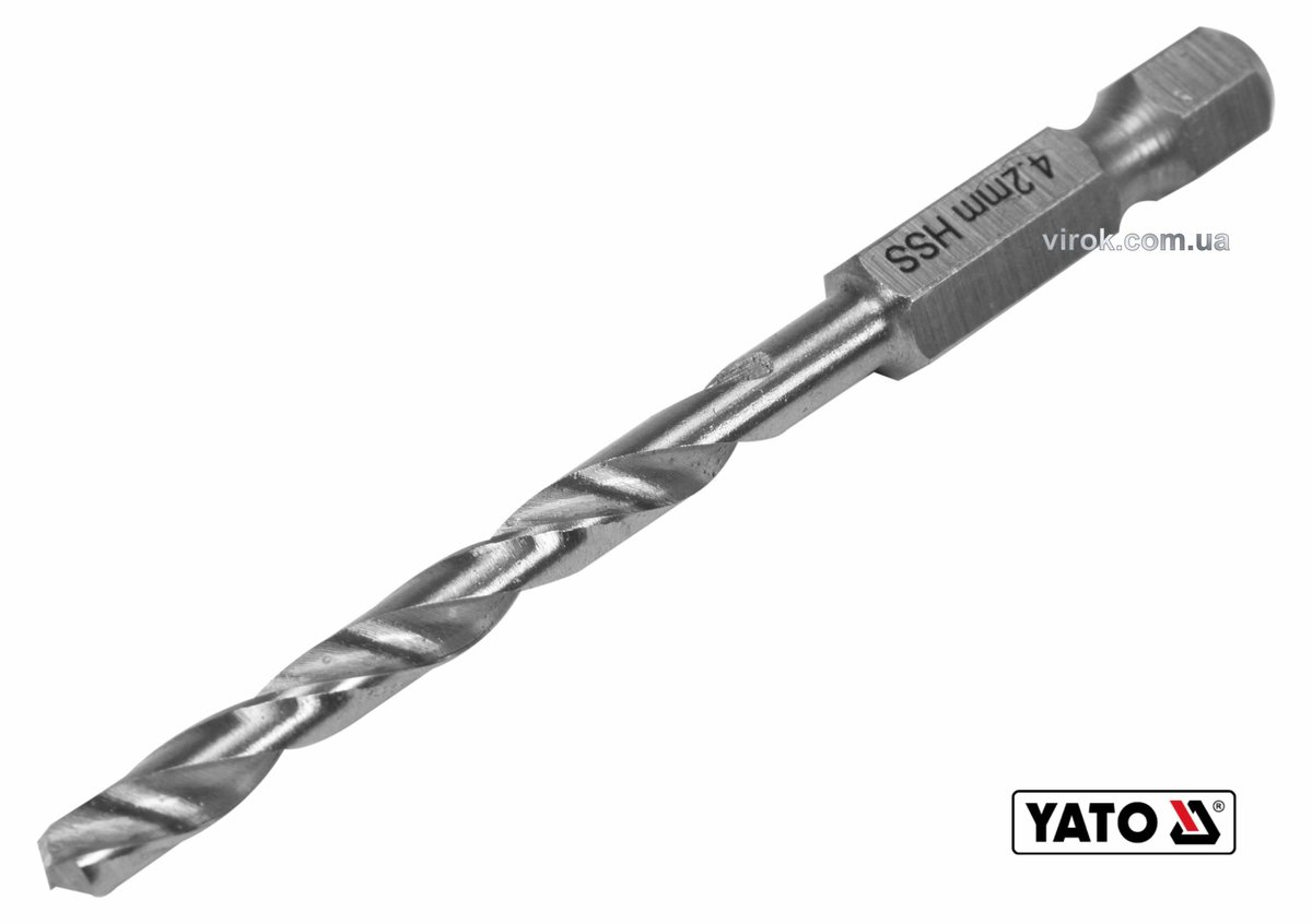 YATO Свердло по металу YATO: HSS6542, Ø=4.2мм, HEX-1/4", l=75/43мм, для нержав., конструкт., легов. 