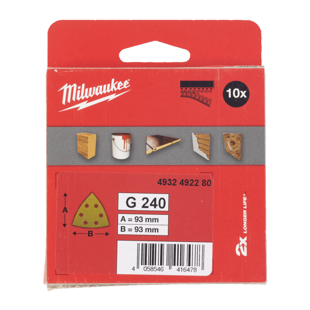 MILWAUKEE Шлифовальные листы премиум-класса HP 93 X 93 H&L GR 240 - 10шт. | 4932492280