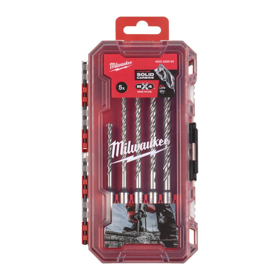 MILWAUKEE Набір бурів SDS-PLUS MX4 PACKOUT, (діаметри 5/5/6/7/8мм) Set 2 (5шт) пластиковий кейс