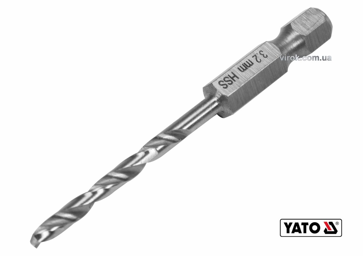 YATO Свердло по металу YATO: HSS6542, Ø=3.2мм, HEX-1/4", l=65/34мм, для нержав., конструкт., легов. 