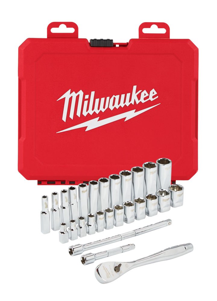 MILWAUKEE Набір головок метричних 1/4"з храповиком, (28шт) | 4932464943