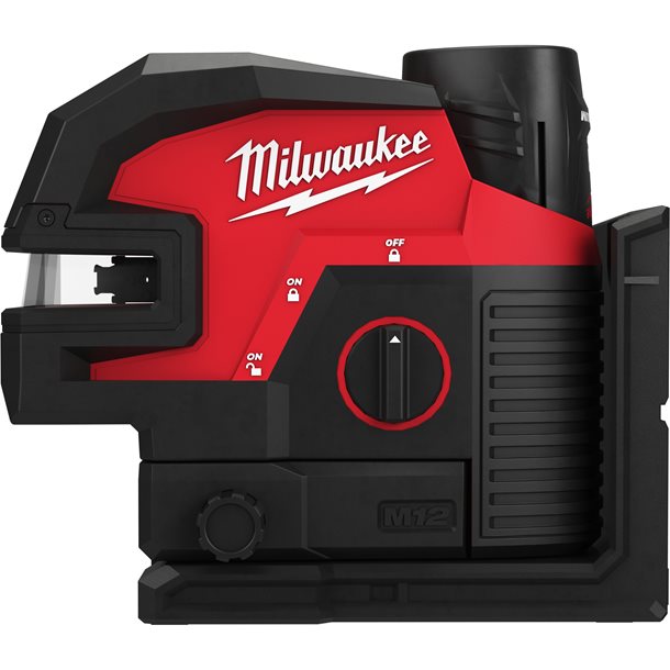 MILWAUKEE Аккумуляторный лазерный нивелир 4 точечный M12 CLL4P-301C с зелёным лучом | 4933479203