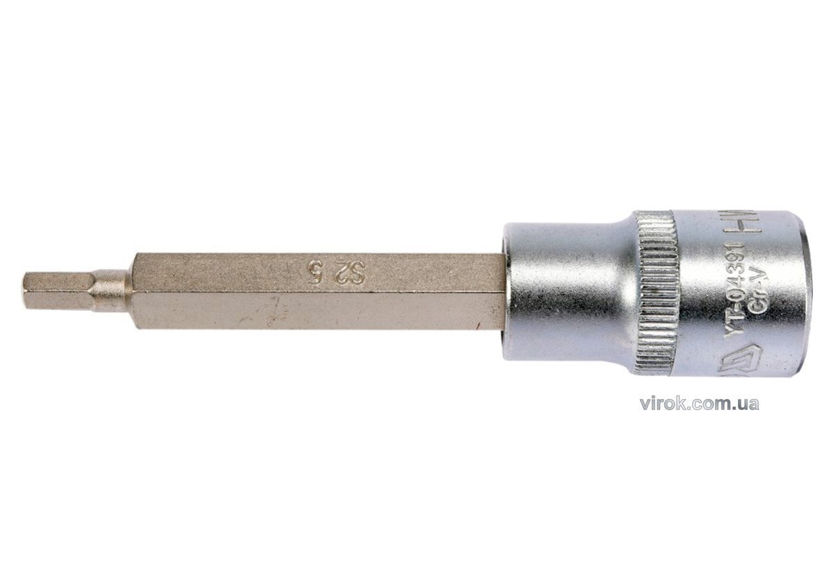 YATO Головка торцева з насадкою HEX YATO : квадрат 1/2". HEX M5, L= 100 мм. подовжена  | YT-04391
