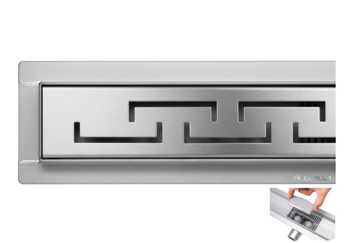 FALA Трап підлоговий для душу з нержавіючої сталі "OLIMP" ; 90х 7х 7 см, сифон h= 52 мм  | 75424