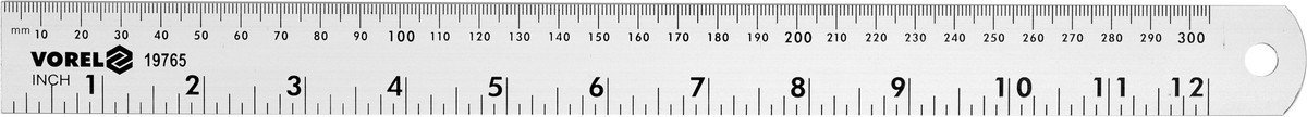 VOREL Лінійка алюмінієва , l= 300 мм, w= 28 мм з дюймовою і метричною шкалами  | 19765