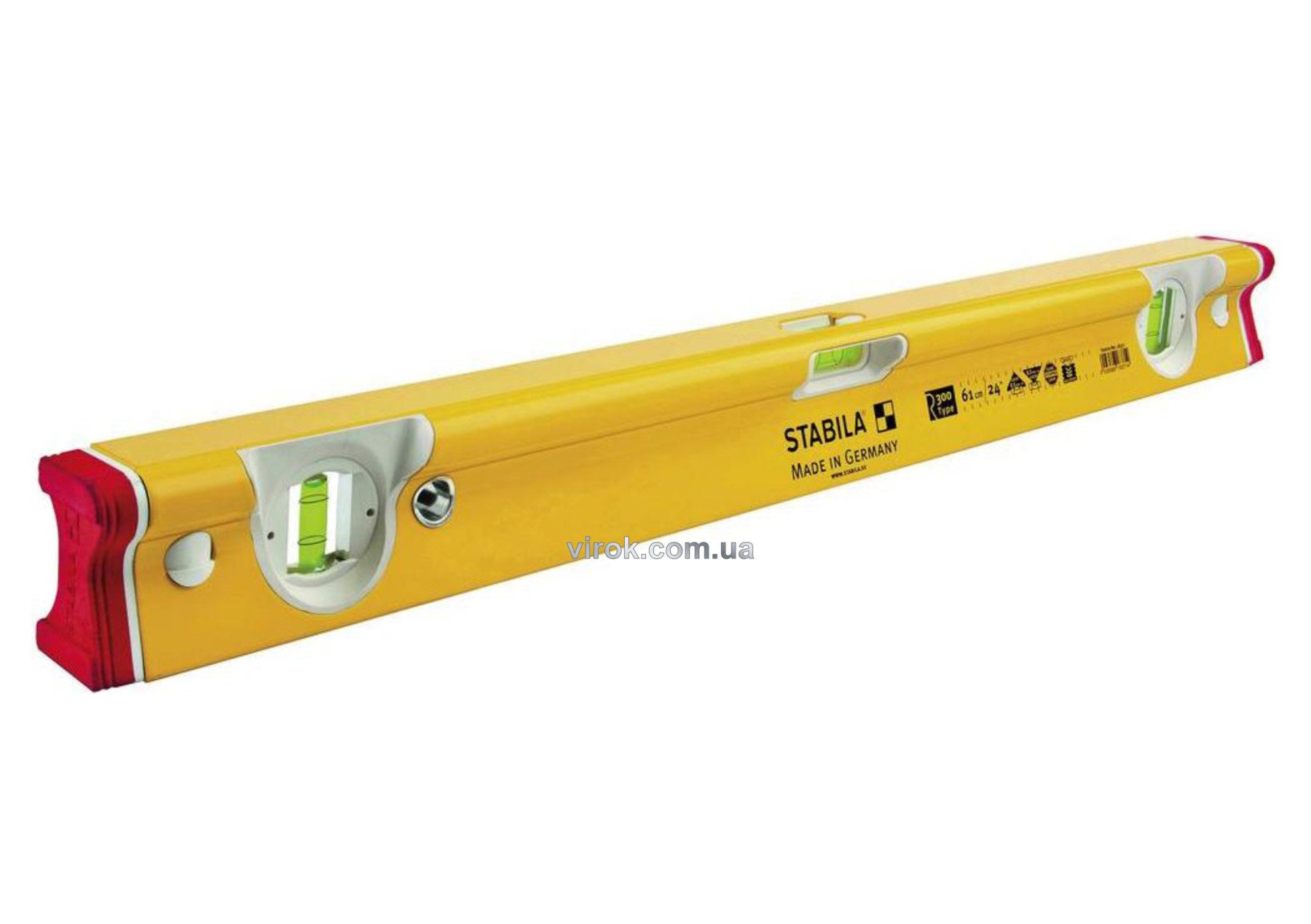 STABILA Рівень Type R 300 : L= 61 см. Надміцний профіль R. 3 капсули. 2 метр. шкали, + ковпачки | 18